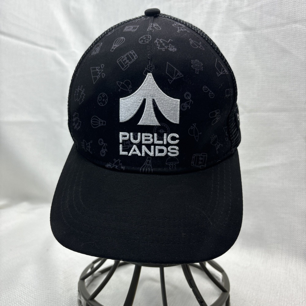BOCO Gear Public Lands Technical Trucker‎ Hat Cap Black Graphic Embroidered